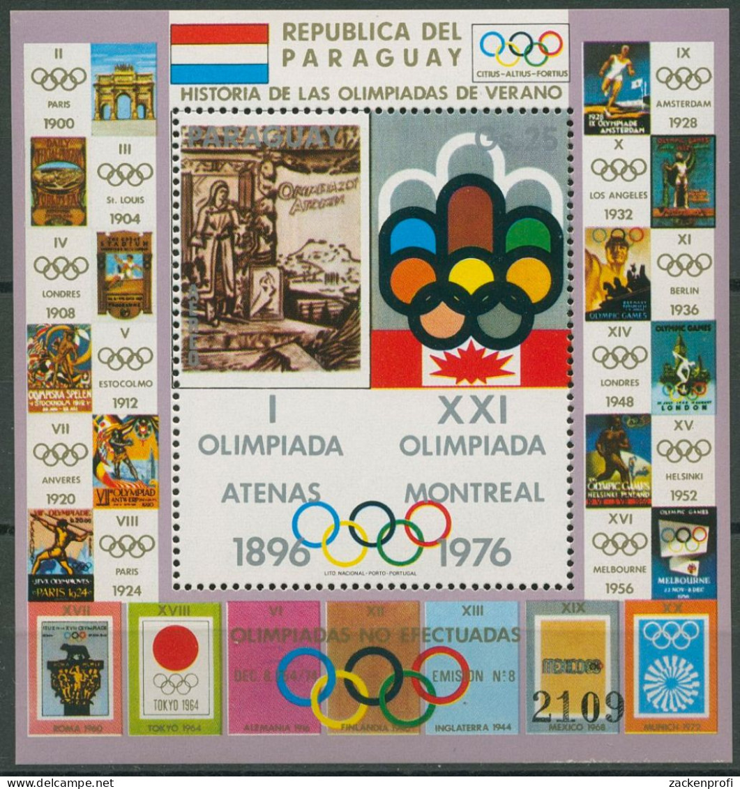 Paraguay 1977 Geschichte Olympische Spiele Block 296 Postfrisch (C80536) - Paraguay