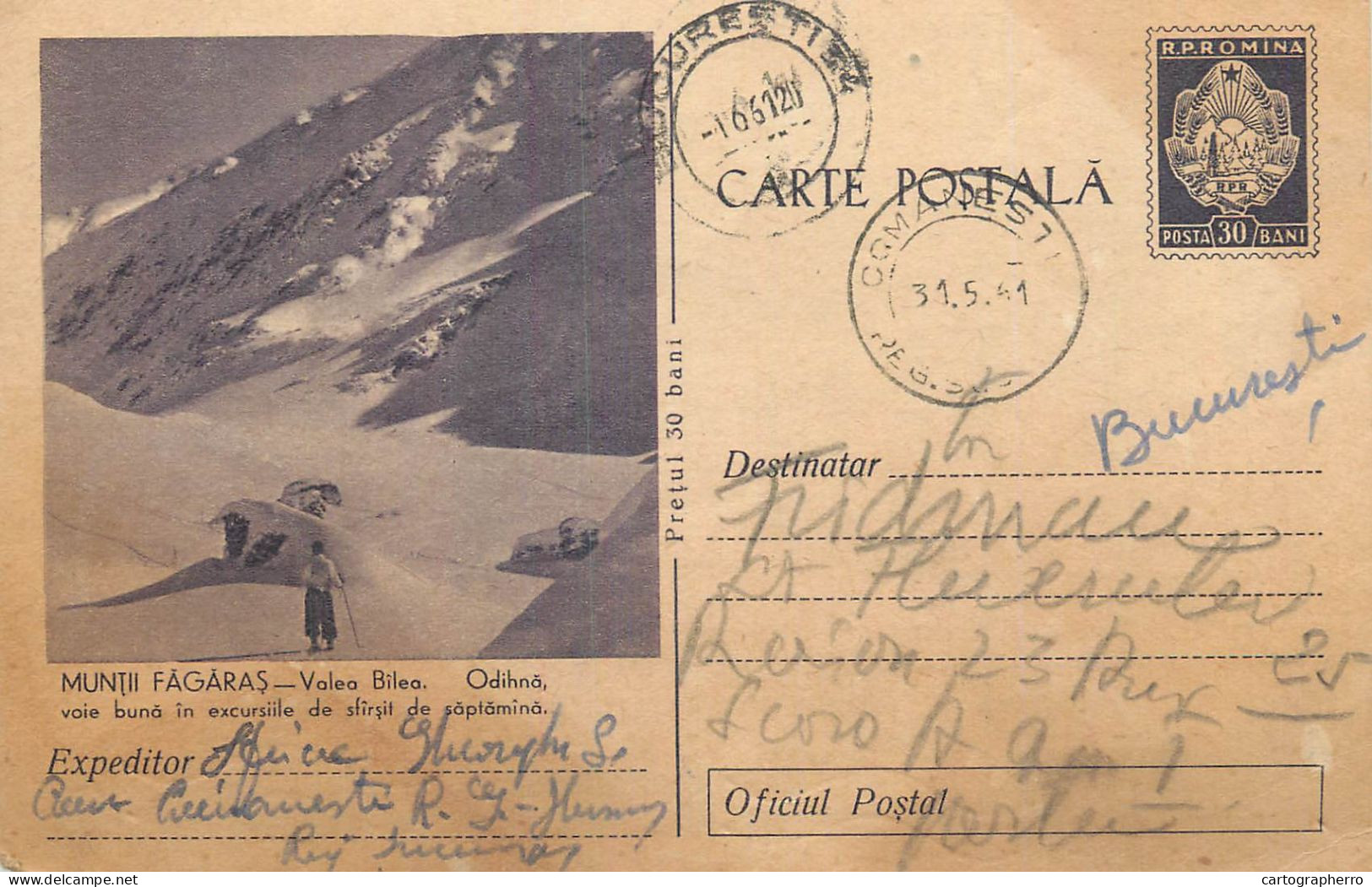 Postal Stationery Postcard Romania Muntii Fagaras Valea Balea - Romania