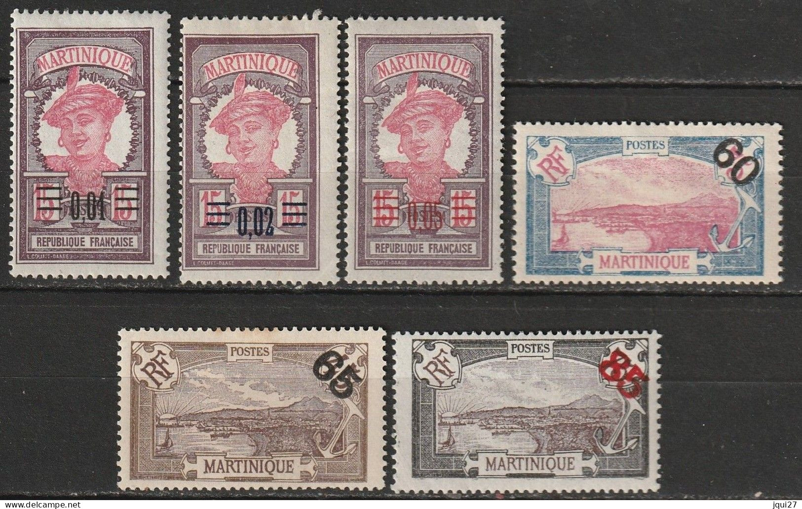 Martinique N° 86, 87, 88, 89, 90, 91 * - Unused Stamps