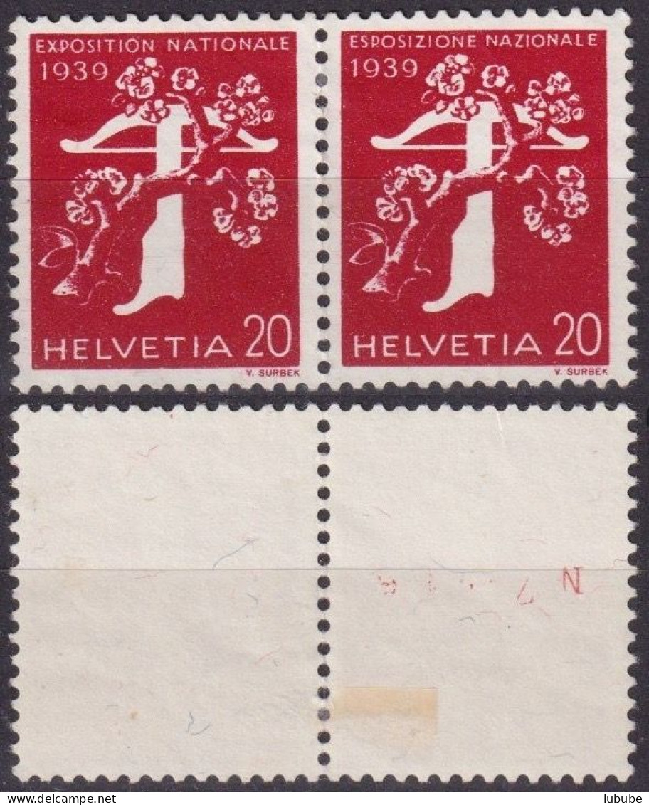 Landesausstellung Z27e, 20+20 Rp.rot  (Rollen-Paar Mit Kontrollnummer / Fake)       1939 - Neufs