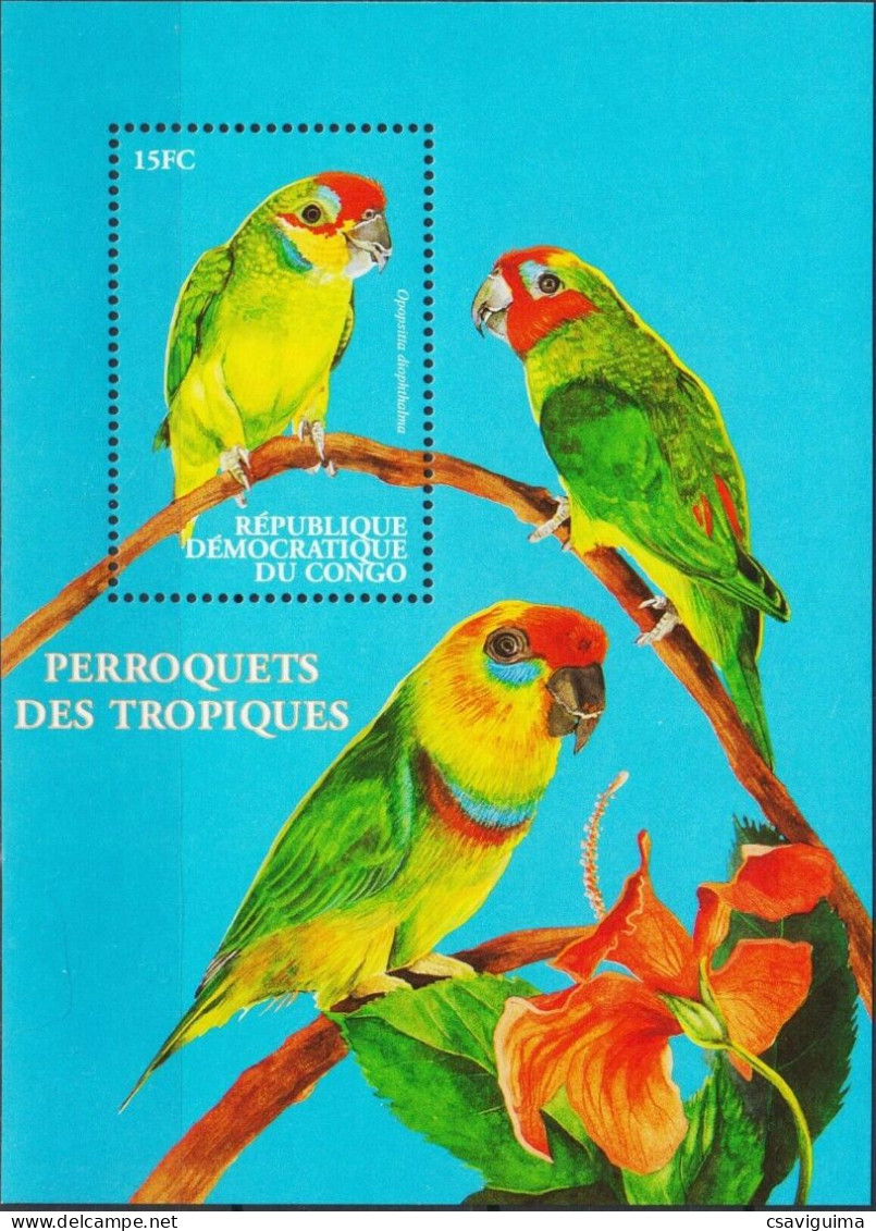 Congo - 2000 - Birds: Parrots - Yv Bf 66P - Papageien