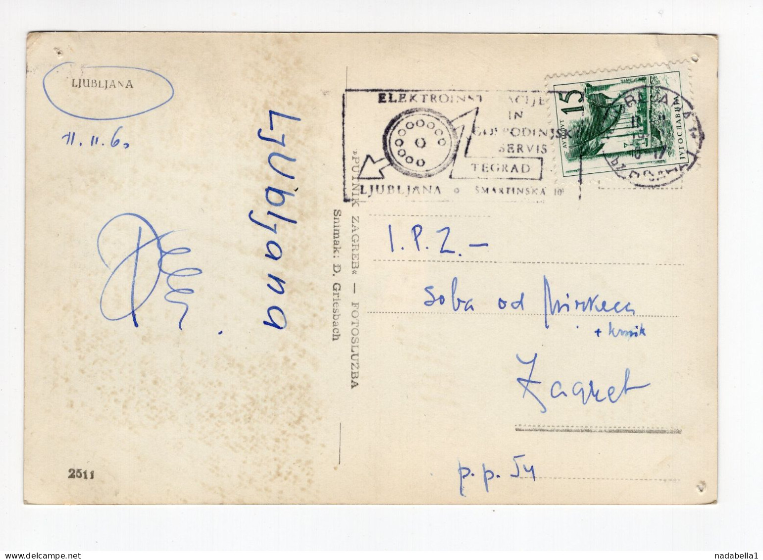 1961. YUGOSLAVIA,SLOVENIA,LJUBLJANA,PRESEREN MONUMENT,POSTCARD,USED,FLAM: TEGRAD - Yougoslavie