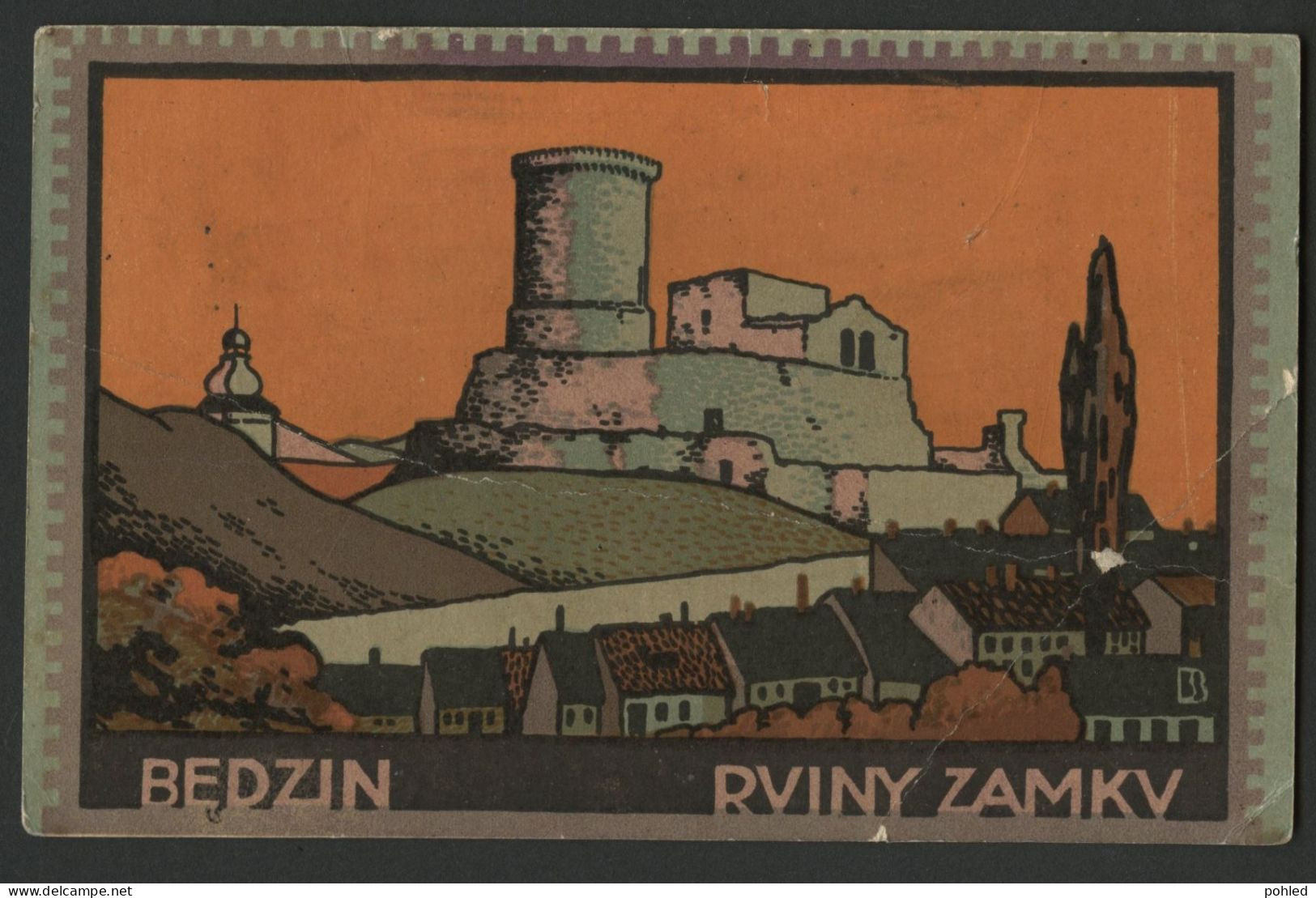 01347*POLSKA*POLAND*BEDZIN*RUINY ZAMKU*WIENER WERKSTÄTTE STYLE*1920 - Polonia