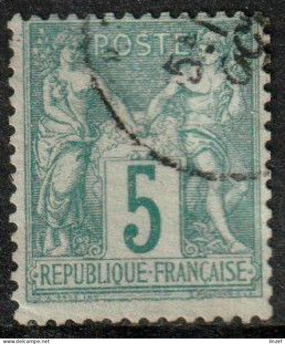 France 1876 Yv. N°64 - 5c Vert - Oblitéré - 1876-1878 Sage (Type I)