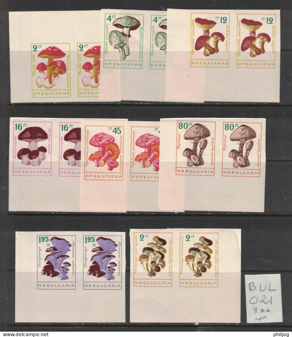 Bulgarie 1961 - Yvert 1099 - 1106 Neuf SaNS Charnière NON DENTELE - MNH Scott#1183-1190 - Champignons, Mushrooms - Neufs