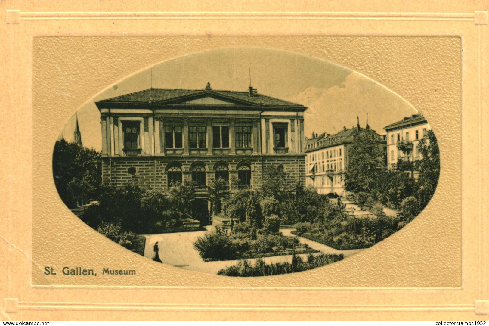 ST. GALLEN, MUSEUM, ARCHITECTURE, PARK, SWITZERLAND, EMBOSSED POSTCARD - St. Gallen