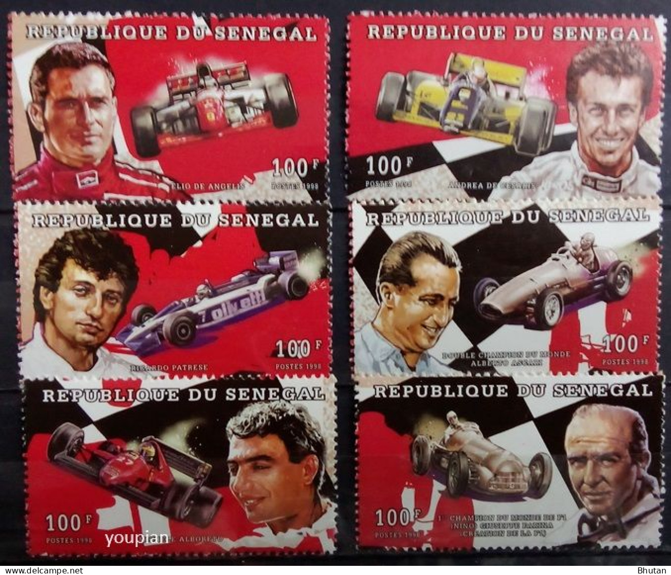 Senegal 1998, Italian Automobile Racing Drivers, MNH Stamps Set - Senegal (1960-...)