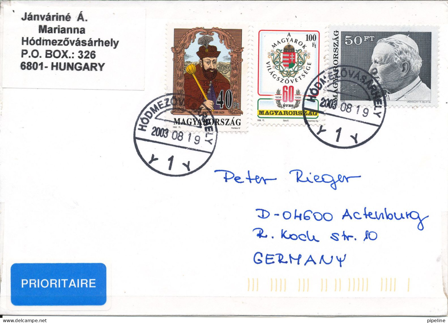 Hungary Cover Sent To Germany 19-8-2003 Topic Stamps - Storia Postale