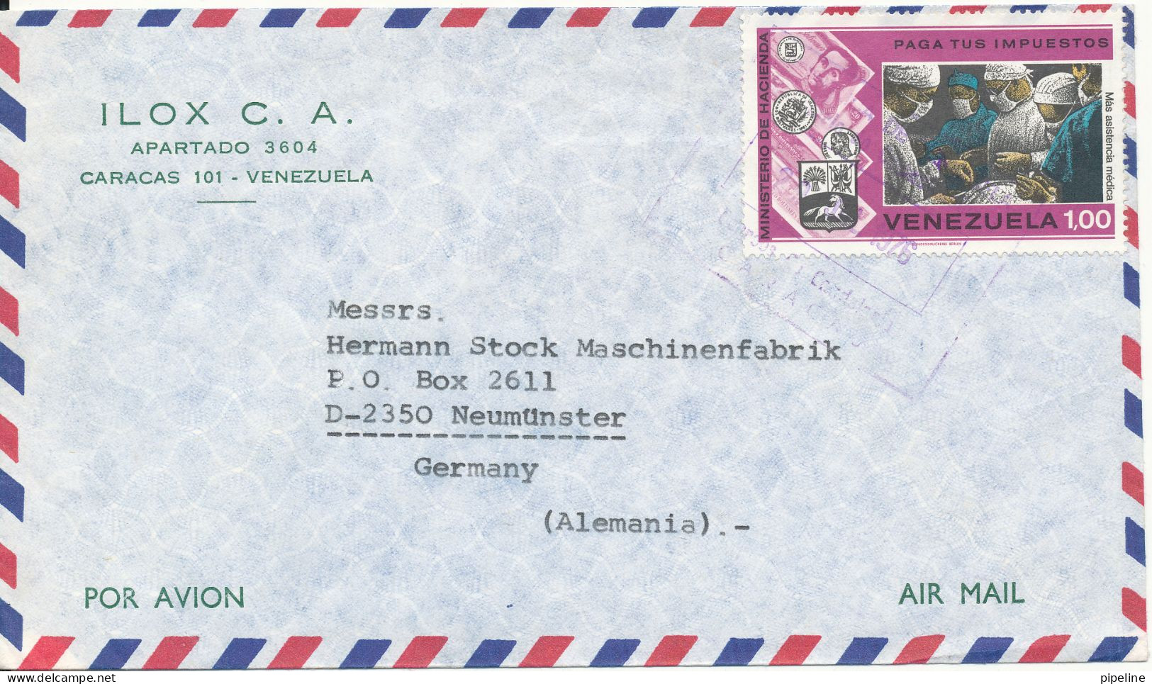 Venezuela Air Mail Cover Sent To Germany 1976 Single Franked - Venezuela