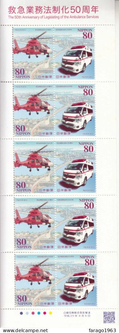 2013 Japan Ambulance Service Health Helicopters Aviation Bridges  Miniature Sheet Of 10 MNH - Ungebraucht