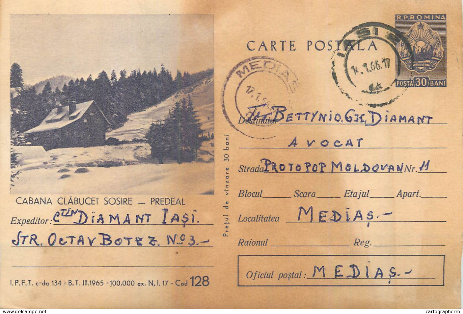 Postal Stationery Postcard Romania Cabana Clabucet - Roumanie