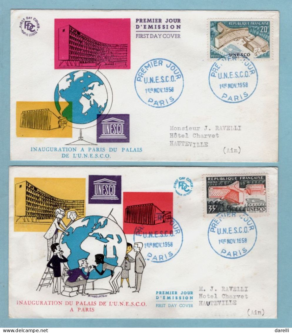 FDC France 1958 - Unesco 1958 - YT 1177 Et 1978 - 75 Paris - 1950-1959