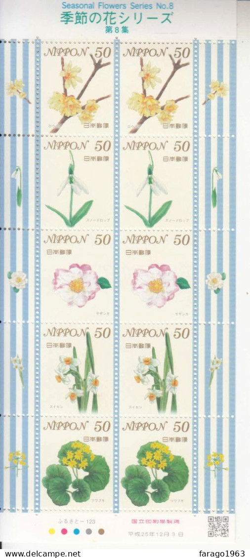 2013 Japan Seasonal Flowers #8  Miniature Sheet Of 10 MNH - Nuovi