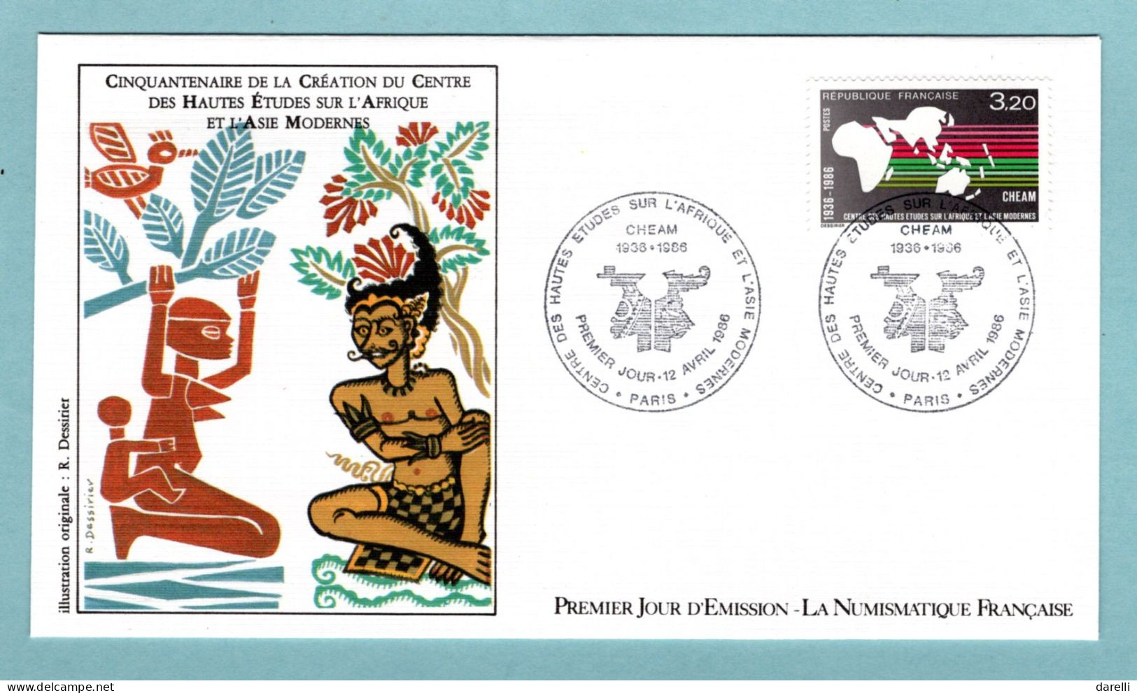 FDC France 1986 - Centre Des Hautes études Sur L'Afrique Et L'Asie Modernes - YT 2412 - Paris - 1980-1989