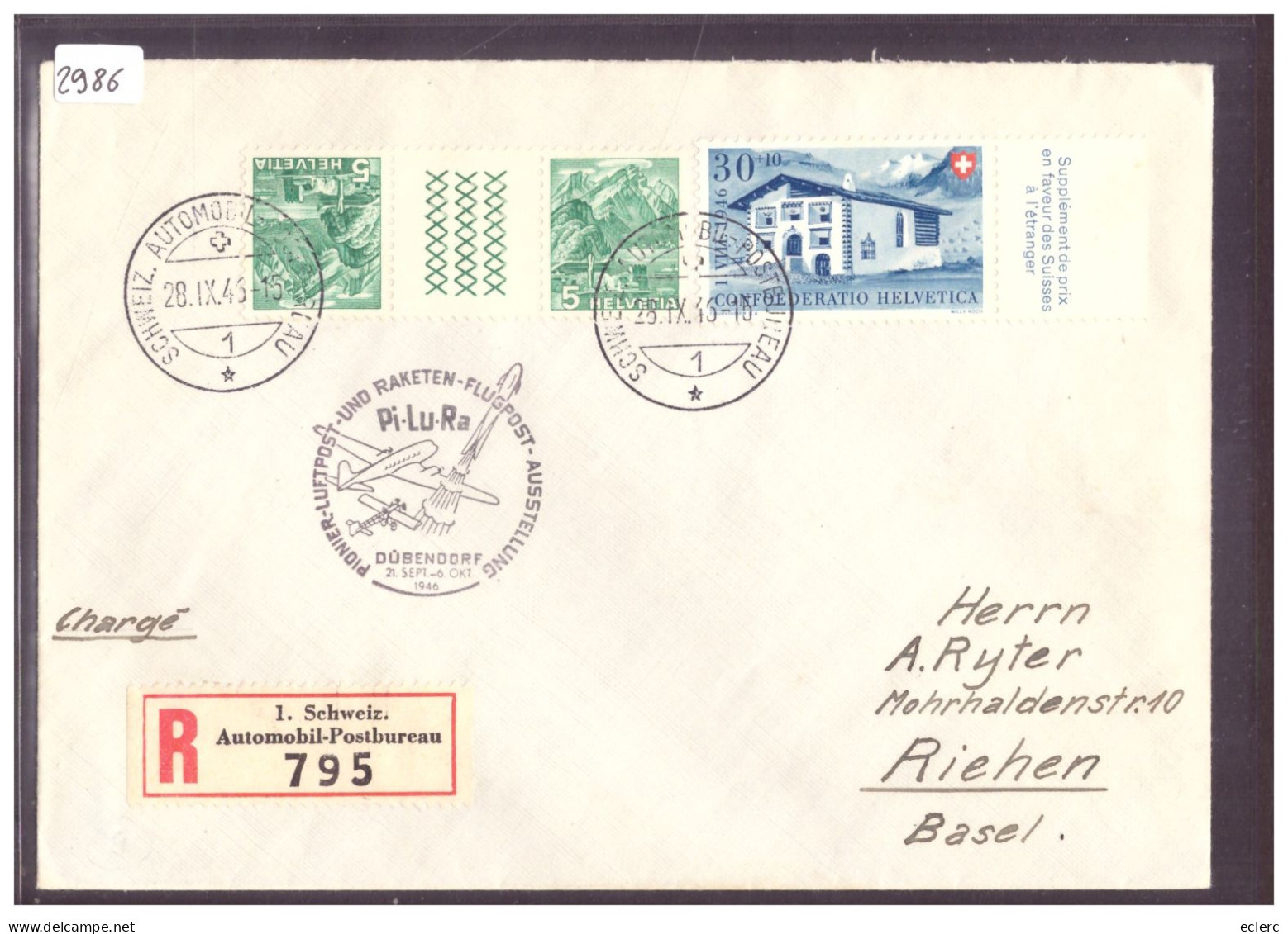 BUREAU DE POSTE AUTOMOBILE - DÜBENDORF - PILURA 1946 - SCHWEIZ.  AUTOMOBIL POSTBUREAU - Poststempel