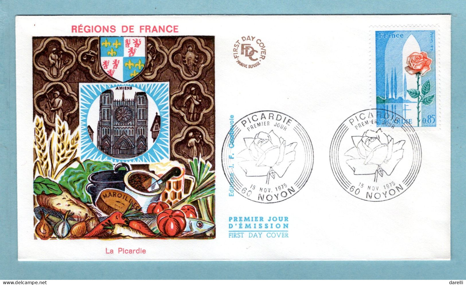 FDC France 1975 - Série Des Régions - La Picardie YT 1847 - 60 Noyon - 1970-1979