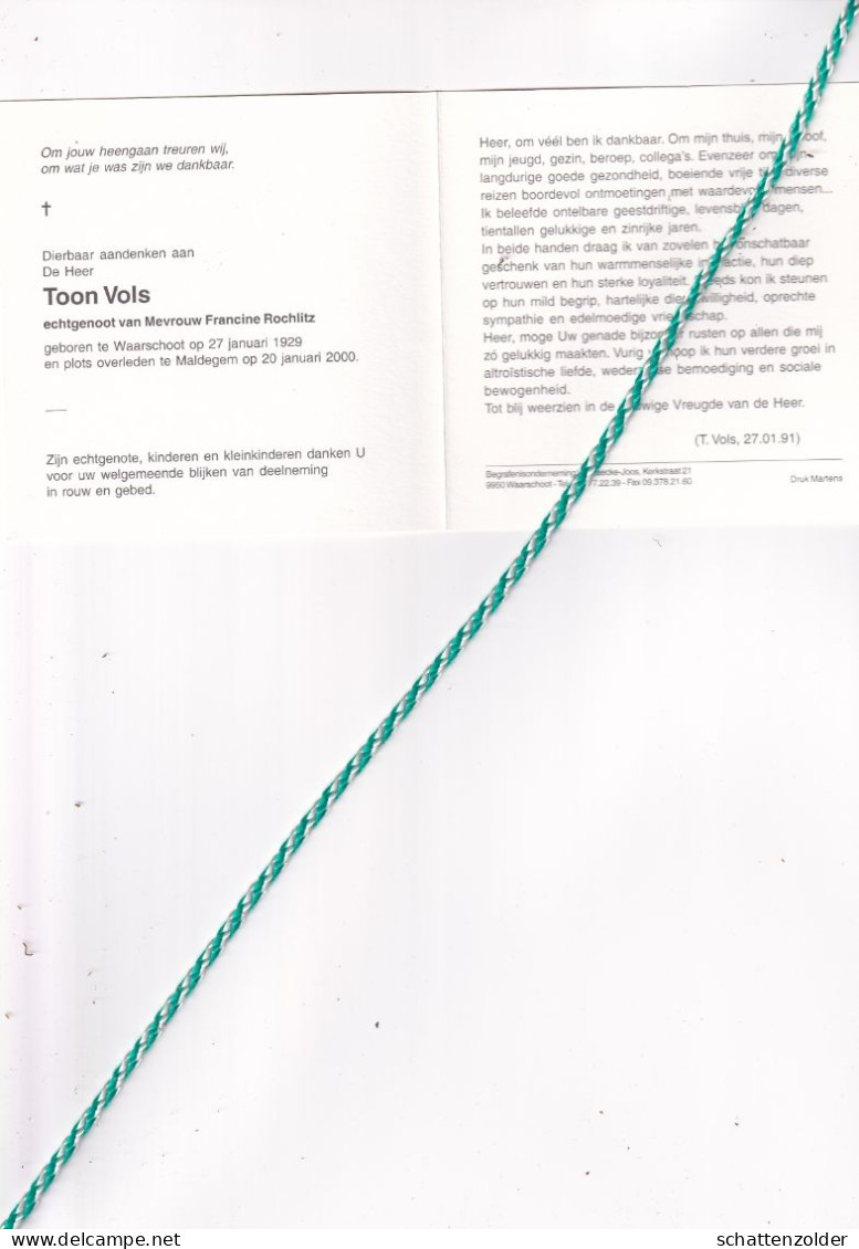 Toon Vols-Rochlitz, Waarschoot 1929, Maldegem 2000. Foto - Todesanzeige