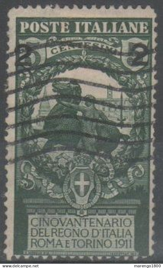 ITALIA 1913 - Unità 2 C. Su 5 C. - Varietà Cifre Distanziate - 2 Scan - Oblitérés