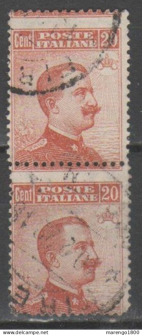 ITALIA 1919 - Effigie 20 C. - Coppia Con Varietà Dentellatura Spostata Verticalmente - Oblitérés