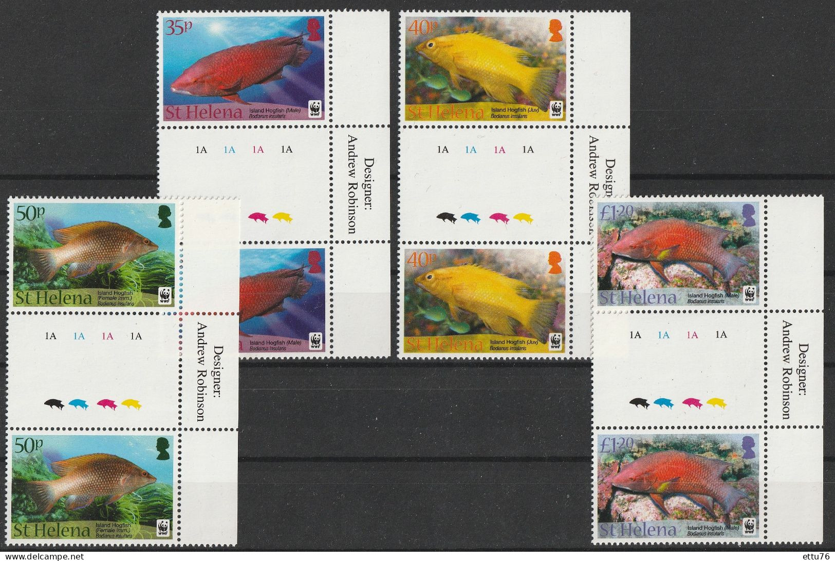 St.Helena  2011  WWF,Fish Set,Gutterpairs  MNH - Fische