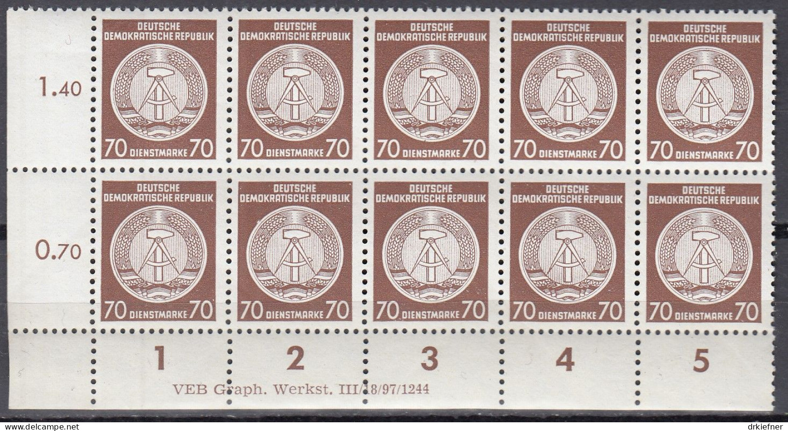 DDR Dienst 27 X I X II, 10erEinheit Mit DV, Postfrisch **, 1954 - Ungebraucht