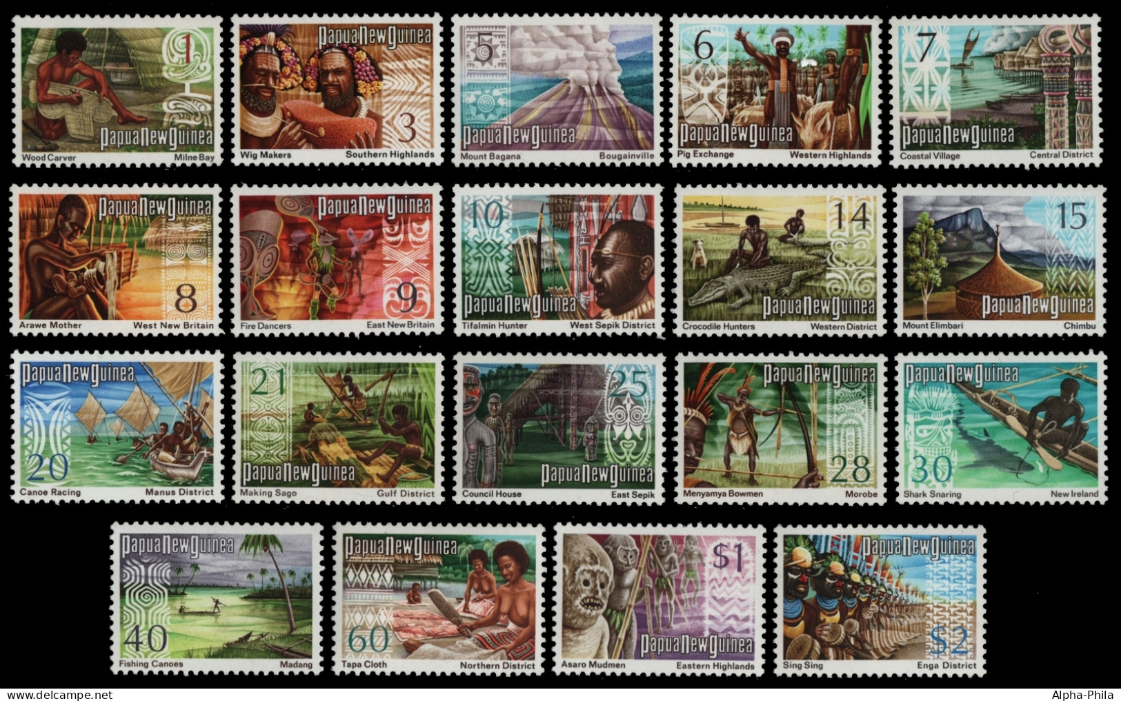 Papua-Neuguinea 1973 - Mi-Nr. 244-261 ** - MNH - Volkskultur - Papua New Guinea