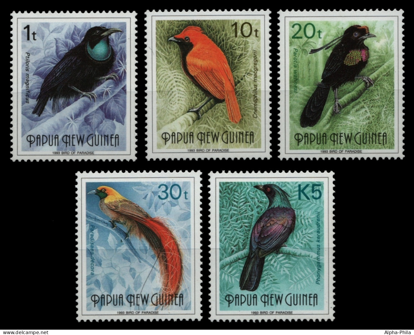 Papua-Neuguinea 1993 - Mi-Nr. 672-676 ** - MNH - Vögel / Birds - Papouasie-Nouvelle-Guinée