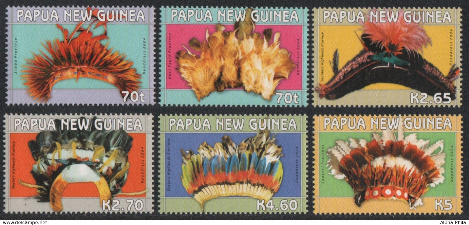 Papua-Neuguinea 2004 - Mi-Nr. 1074-1079 ** - MNH - Kopfschmuck - Papua New Guinea