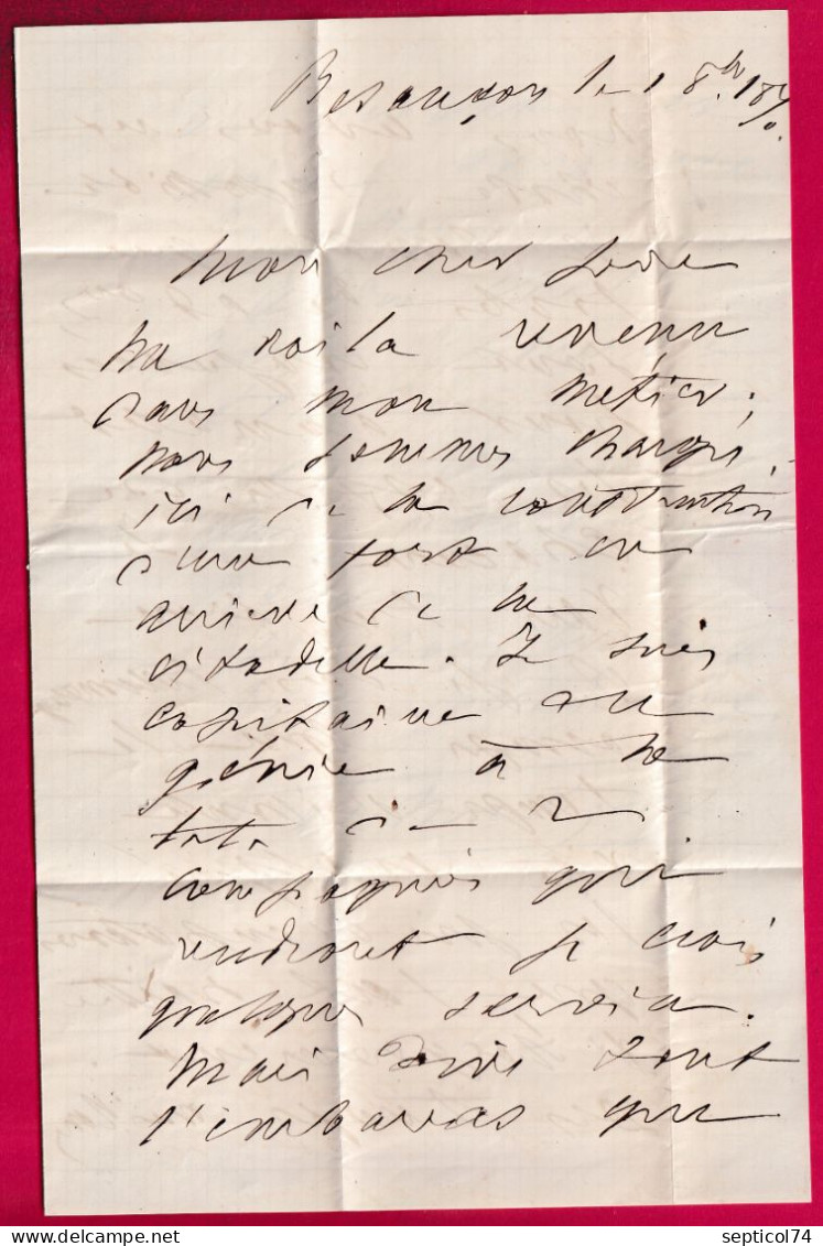 GUERRE 1870 GARDE MOBILE A BESANCON DOUBS 2 OCT 1870 POUR ST VALLIER DROME PP ROUGE LETTRE - Krieg 1870