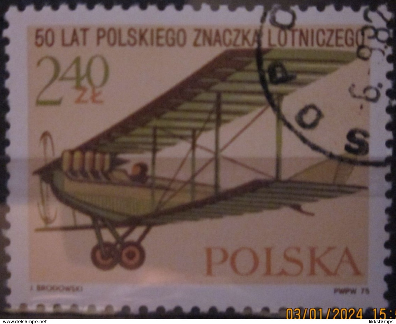 POLAND ~ 1975 ~ S.G. NUMBERS S.G. 2386. ~ AIRCRAFT ~ VFU #03518 - Oblitérés