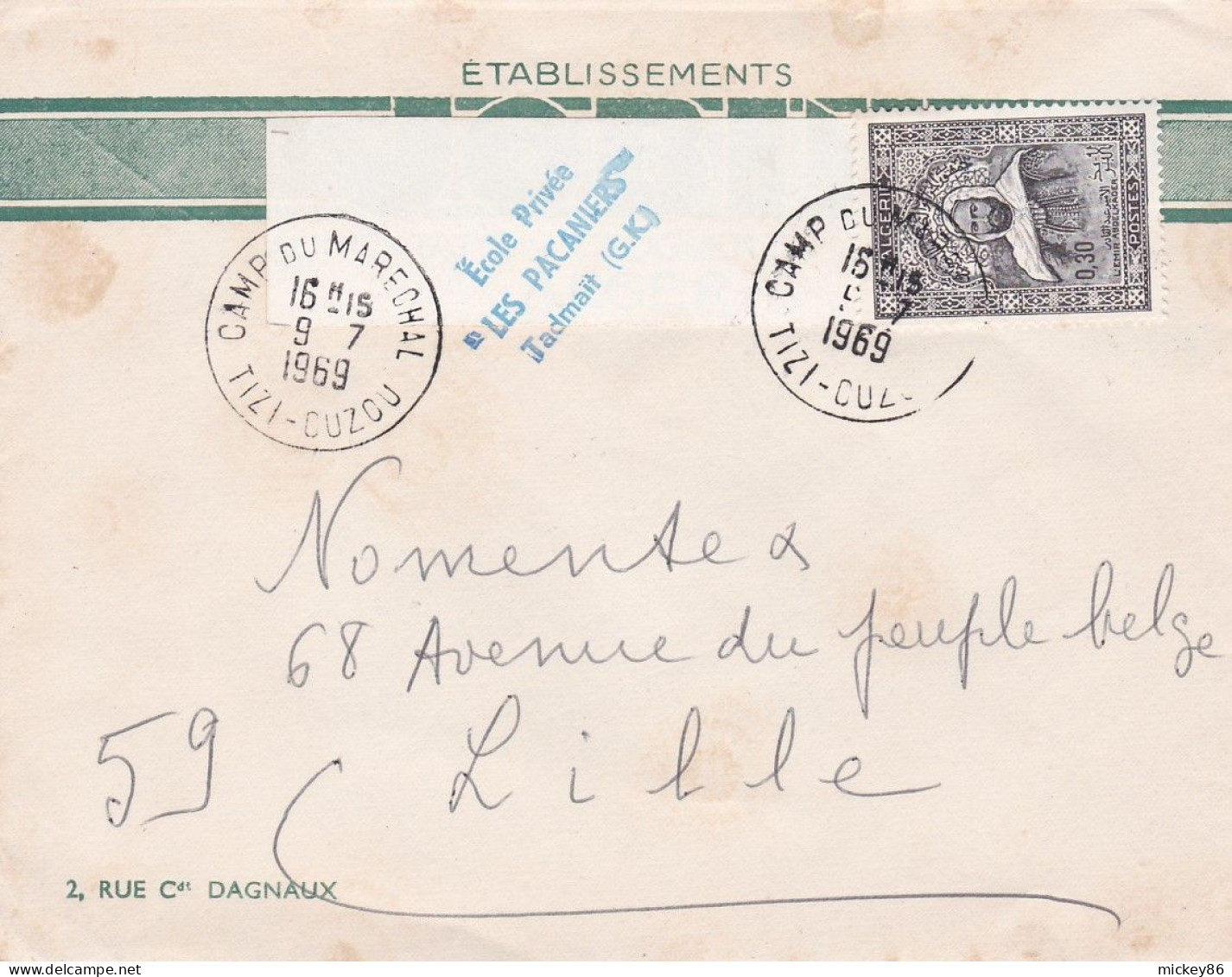 Algérie--1969- Lettre De  TIZI-OUZOU--Camp Du Maréchal Pour LILLE-59-tp Seul Sur Lettre - Cachet Du  9-7-1969 - Algeria (1962-...)
