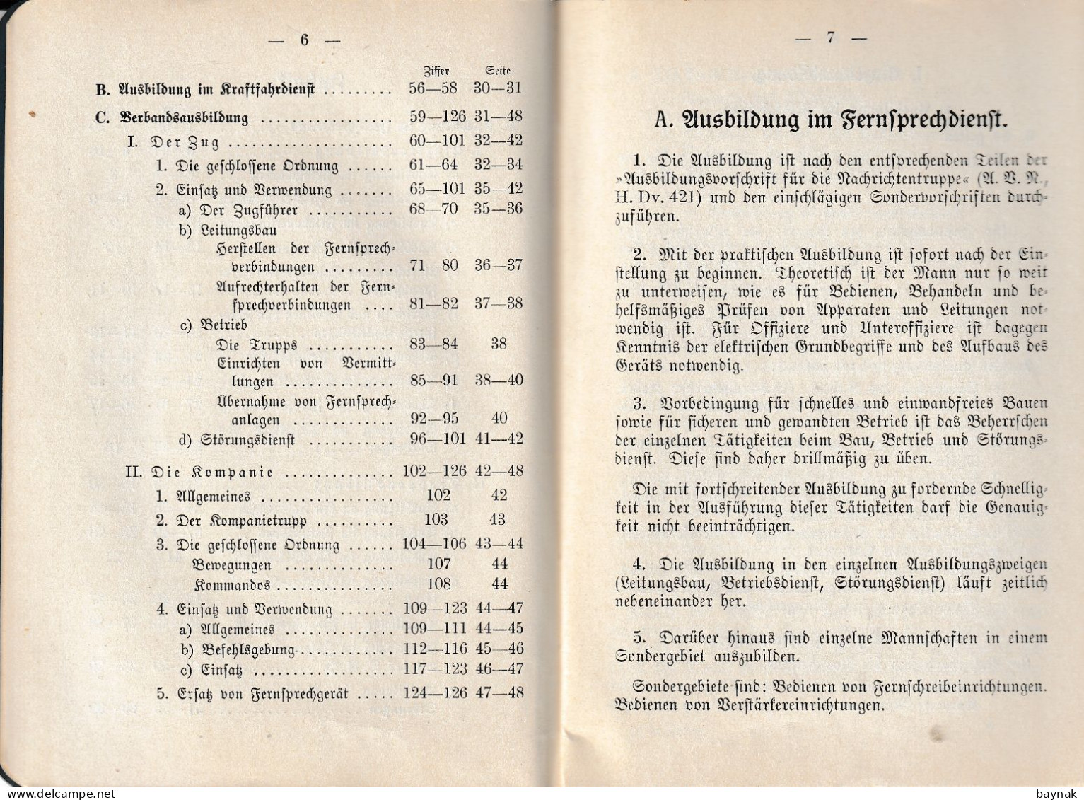 THIRD REICH  -  AUSBILDUNGSVORSCHRIFT FUR DIE NACHRICHTENTRUPPE  --  DIE FERNSPRECHKOMPANIE ( Schau: AbeBooks - 1939-45