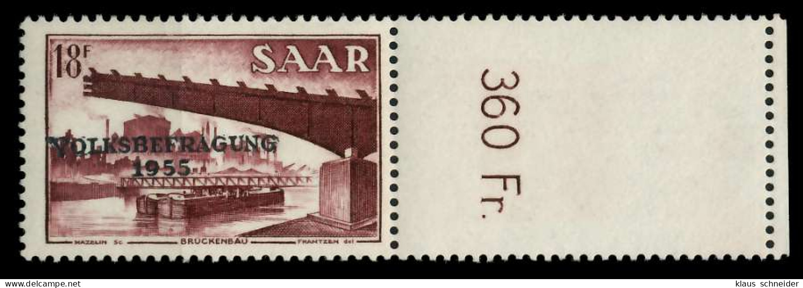 SAARLAND 1955 Nr 363L Postfrisch X79DDC6 - Neufs