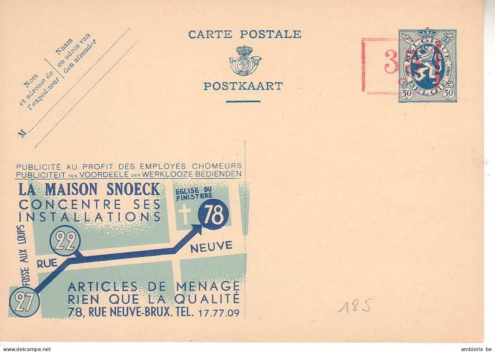 Publibel Neuf 185 - Maison Snoeck - Werbepostkarten
