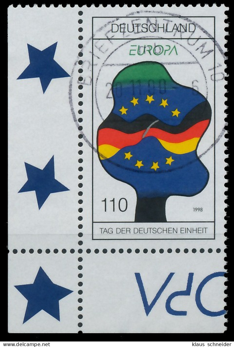 BRD BUND 1998 Nr 1985 Zentrisch Gestempelt ECKE-ULI X557EBA - Used Stamps