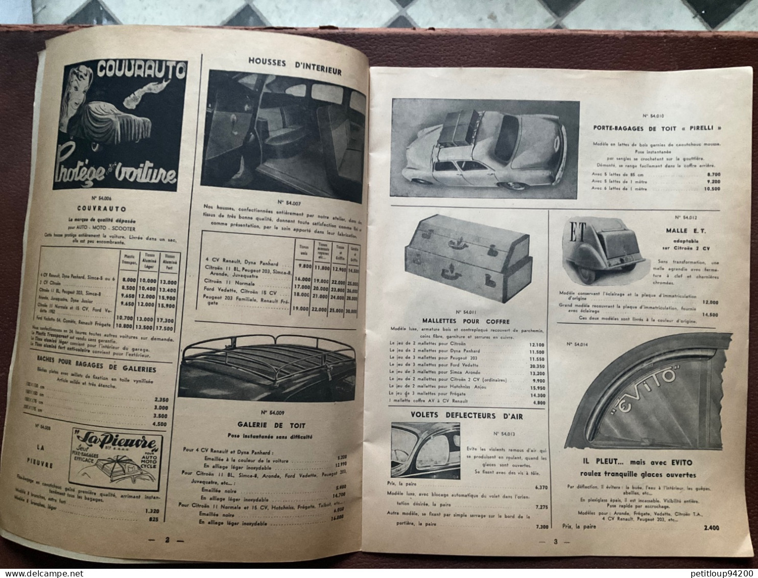 DOCUMENT COMMERCIAL Catalogue  GAUBERT-AUTO  Paris  ANNÉE 1954 - Automobile