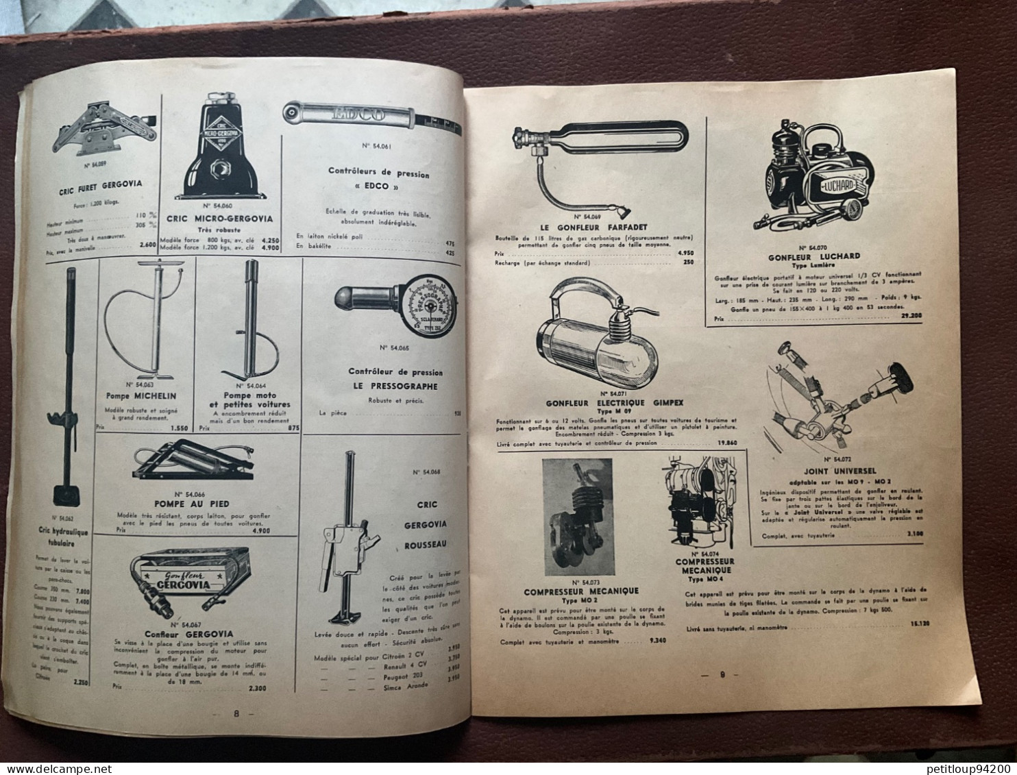 DOCUMENT COMMERCIAL Catalogue  GAUBERT-AUTO  Paris  ANNÉE 1954