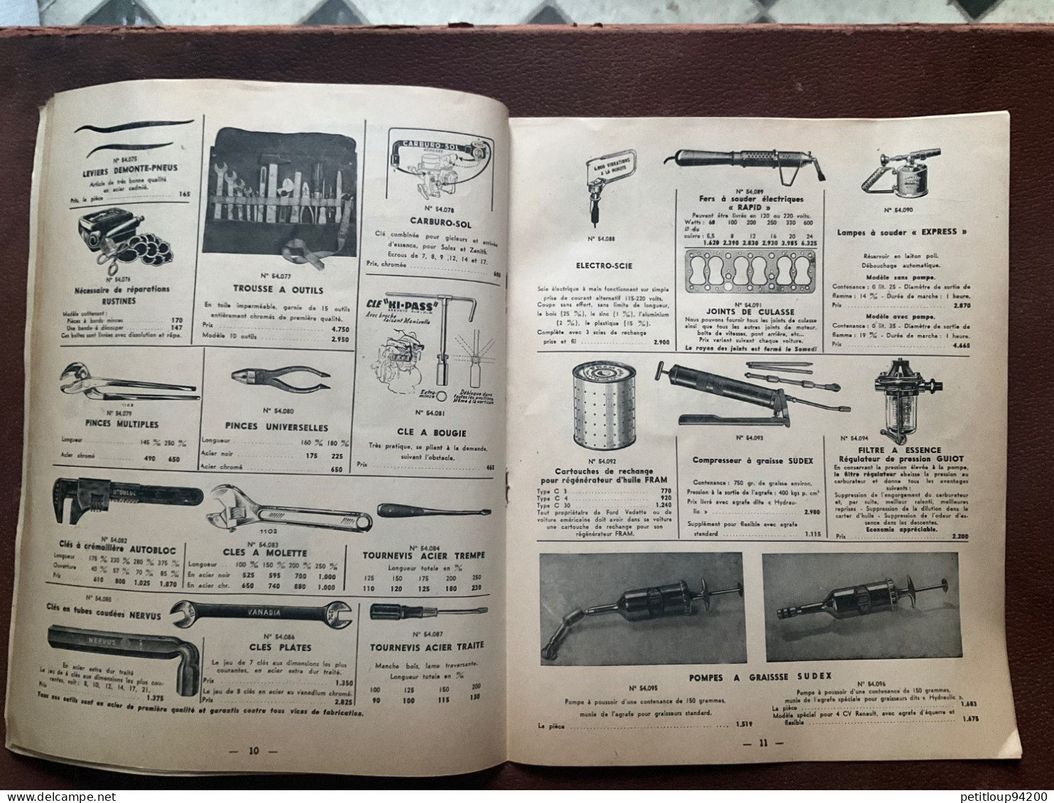 DOCUMENT COMMERCIAL Catalogue  GAUBERT-AUTO  Paris  ANNÉE 1954