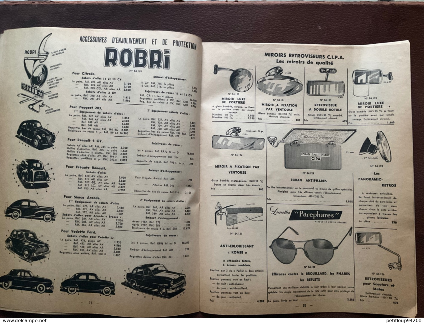 DOCUMENT COMMERCIAL Catalogue  GAUBERT-AUTO  Paris  ANNÉE 1954