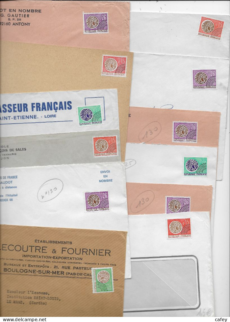 FRANCE Timbres Préoblitérés Sur Lettre Dispersion Collection 22 Lettres  Type Monnaies Gauloises - 1964-1988