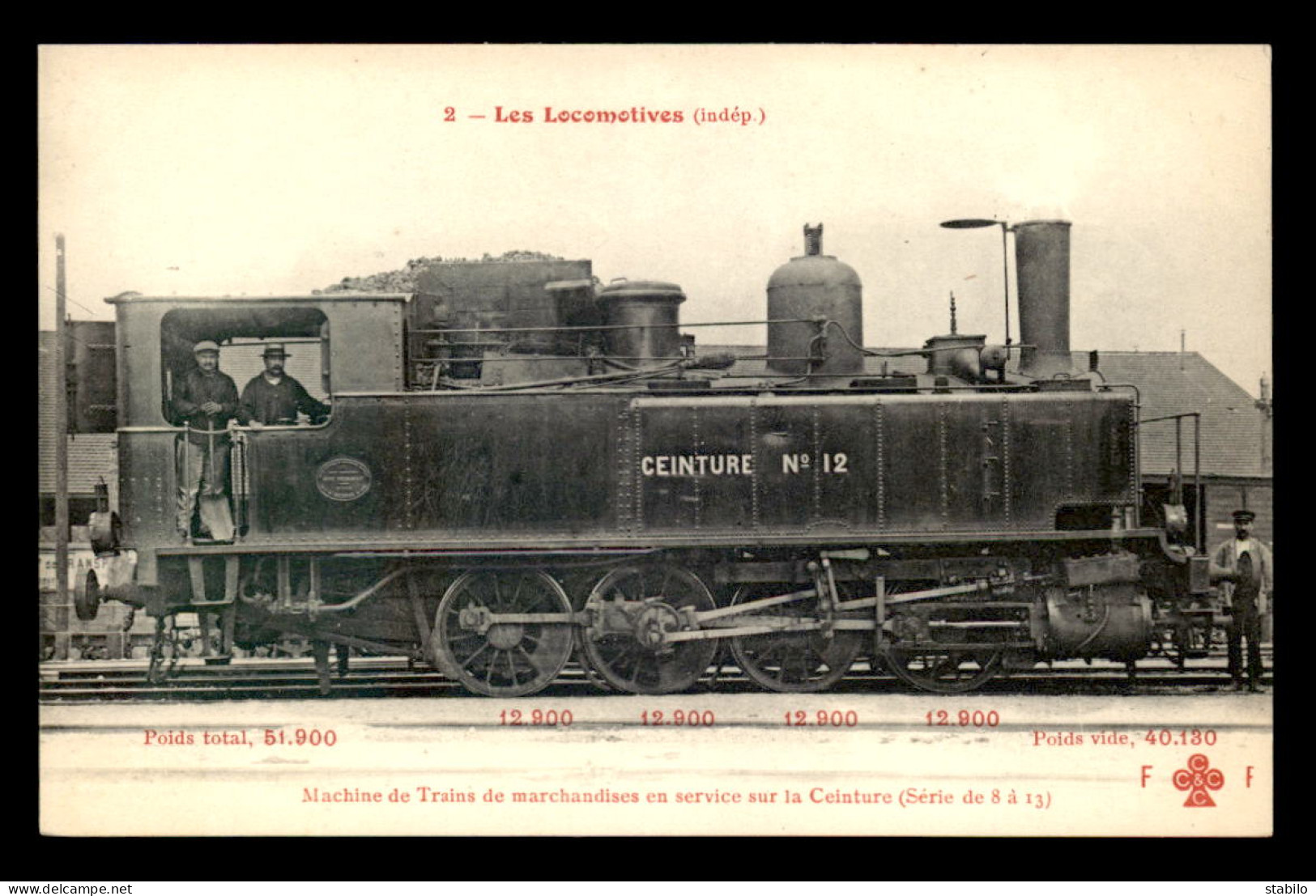 75 - PARIS - "LES LOCOMOTIVES" COLLECTION F. FLEURY - LOCOMOTIVE N°12 DU CHEMIN DE FER DE CEINTURE - Métro Parisien, Gares