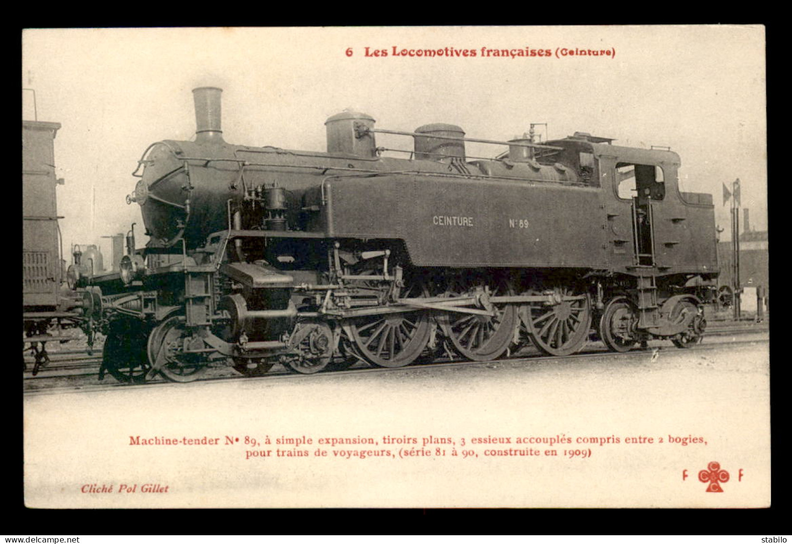 75 - PARIS - "LES LOCOMOTIVES" COLLECTION F. FLEURY - LOCOMOTIVE N°89 DU CHEMIN DE FER DE CEINTURE - Métro Parisien, Gares