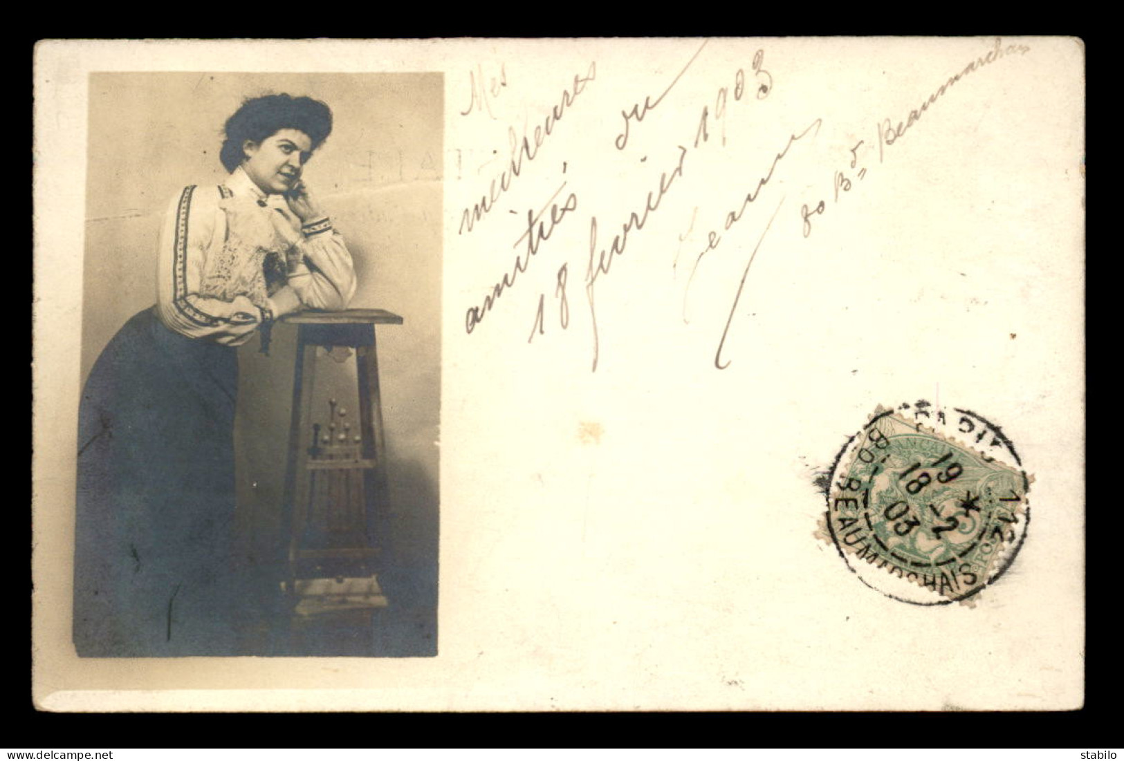 75 - PARIS 11EME - PORTRAIT DE FEMME, 20 BD BEAUMARCHAIS - PHOTO-CARLES, 28 BOULEVARD POISSONNIERE - CARTE PHOTO - Distrito: 11