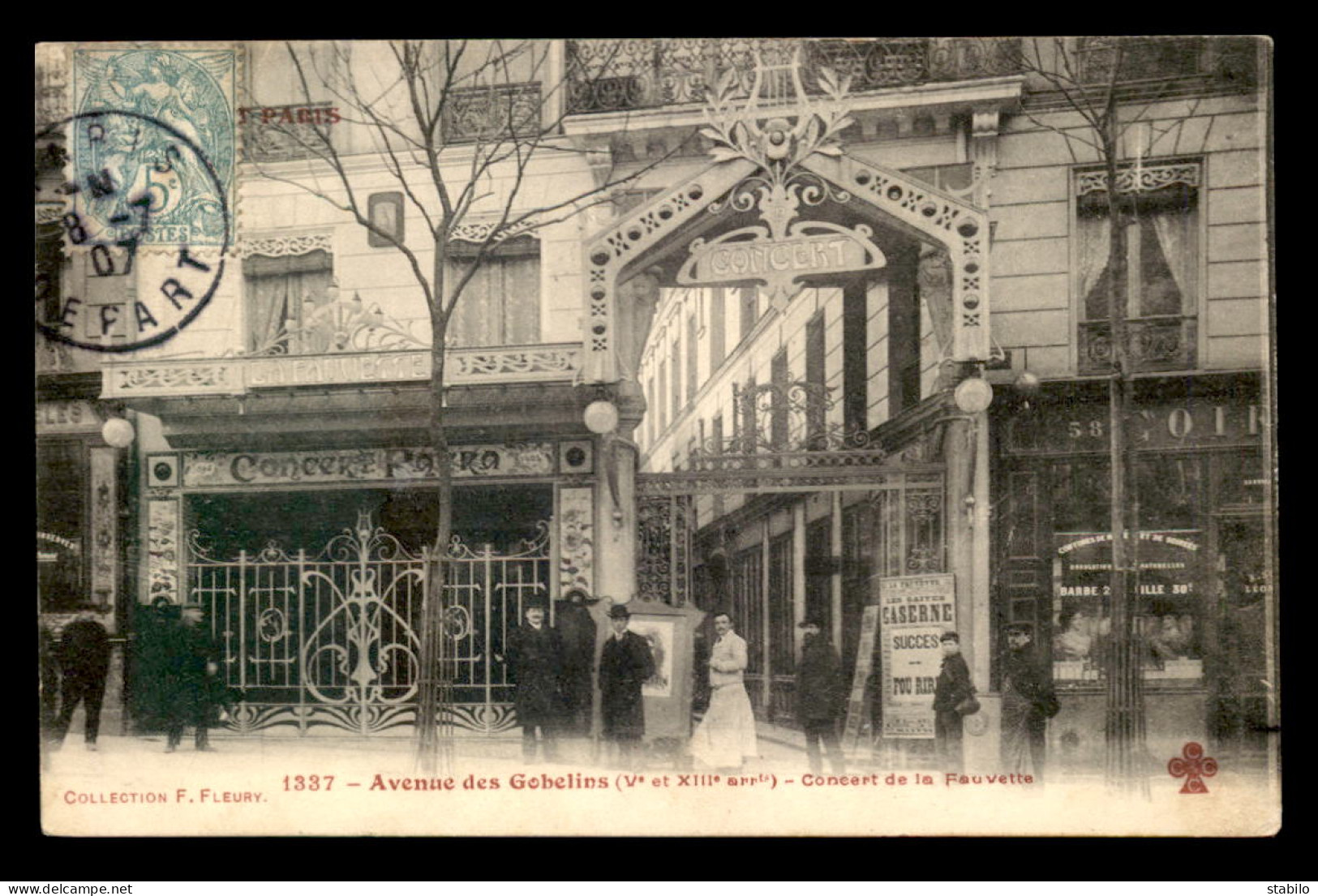 75 - PARIS 13EME - SERIE "TOUT PARIS" N° 1337 F. FLEURY - AVENUE DES GOLBELINS - CONCERT DE LA FAUVETTE - ART NOUVEAU - Paris (13)