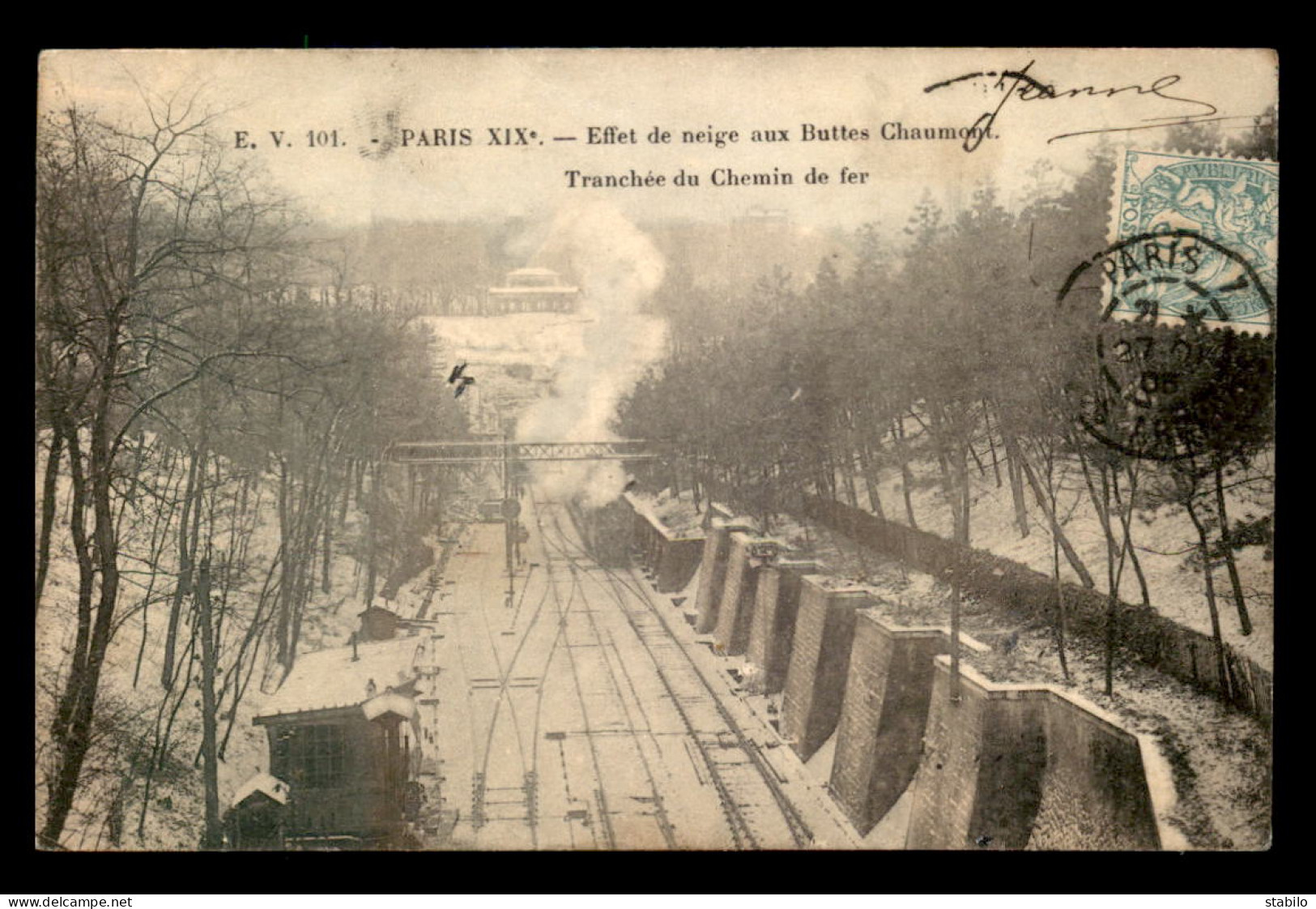 75 - PARIS 19EME - EFFET DE NEIGE AUX BUTTES CHAUMONT - TRANCHEE DU CHEMIN DE FER DE CEINTURE - Arrondissement: 19