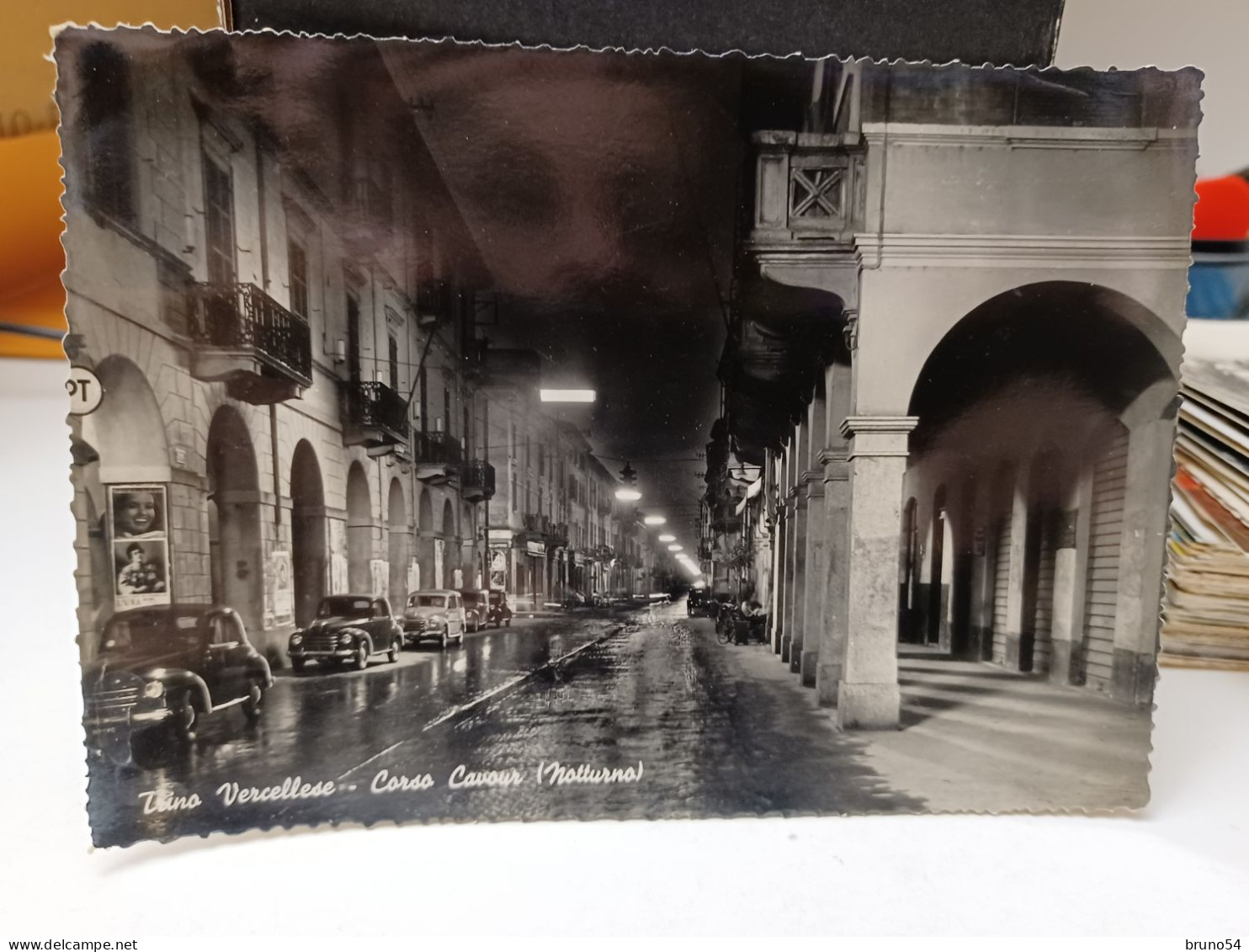 Cartolina Trino Vercellese Provincia Vercelli Corso Cavour 1955, Auto D'epoca ,fiat Topolino - Vercelli