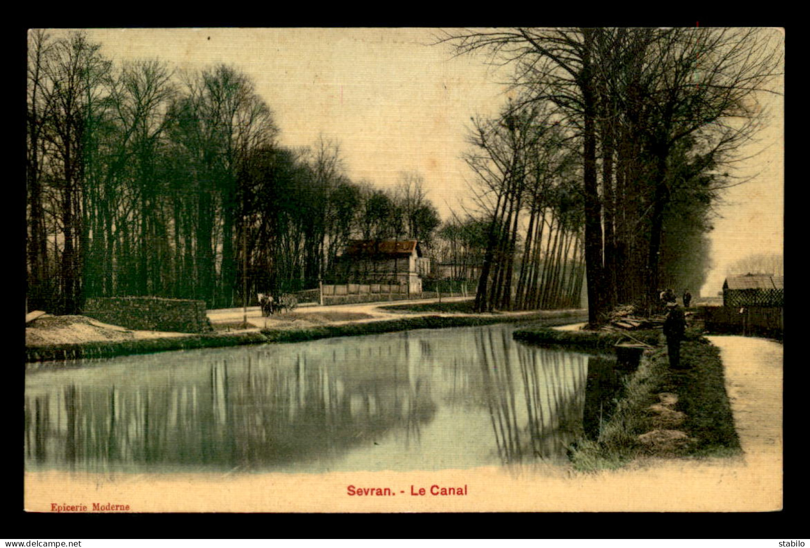 93 - SEVRAN - LE CANAL - CARTE ANCIENNE TOILEE ET COLORISEE - Sevran