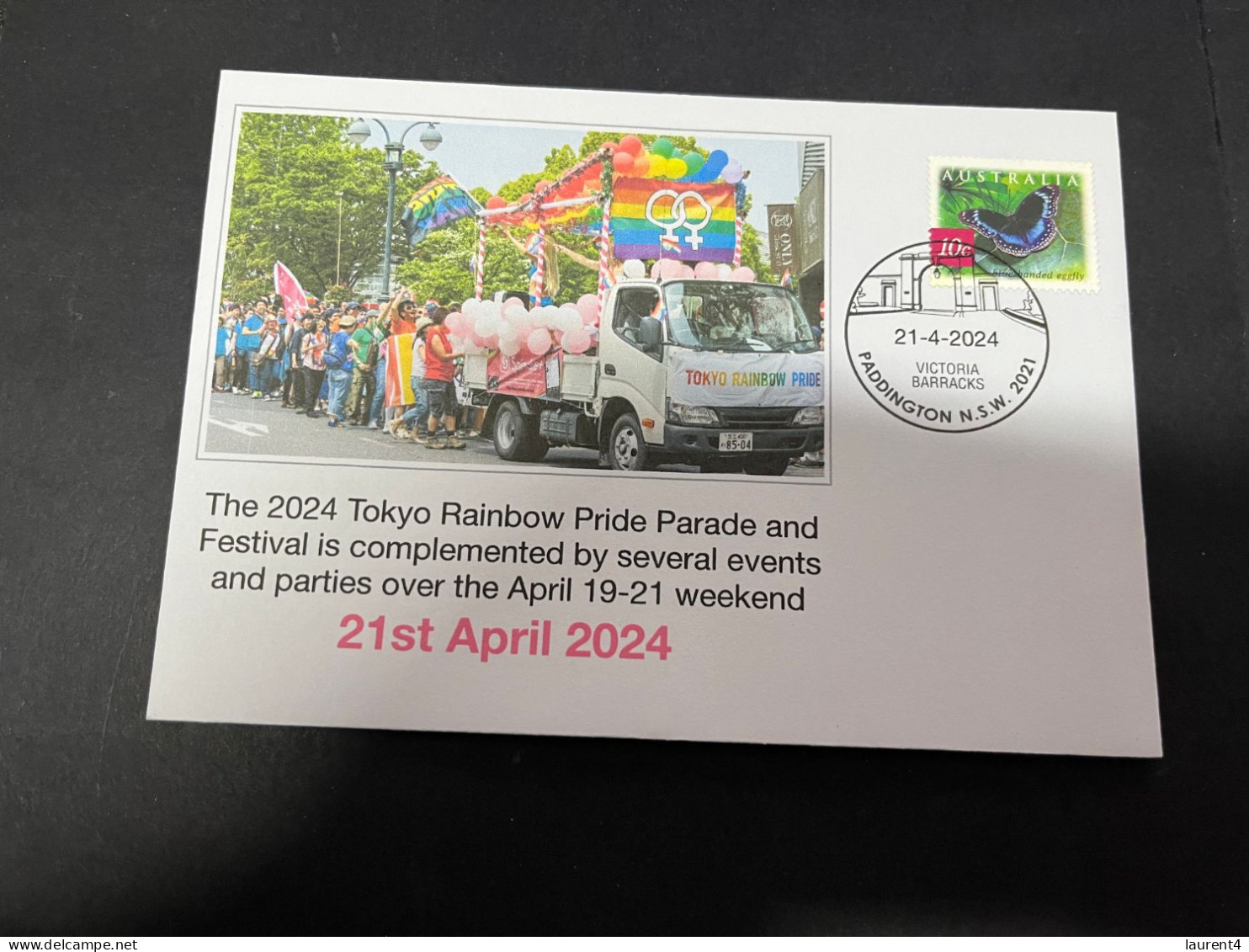 23-4-2024 (2 Z 47) Tokyo Japan Pride 21st April 2024 - With Australia Butterfly Stamp - Autres & Non Classés