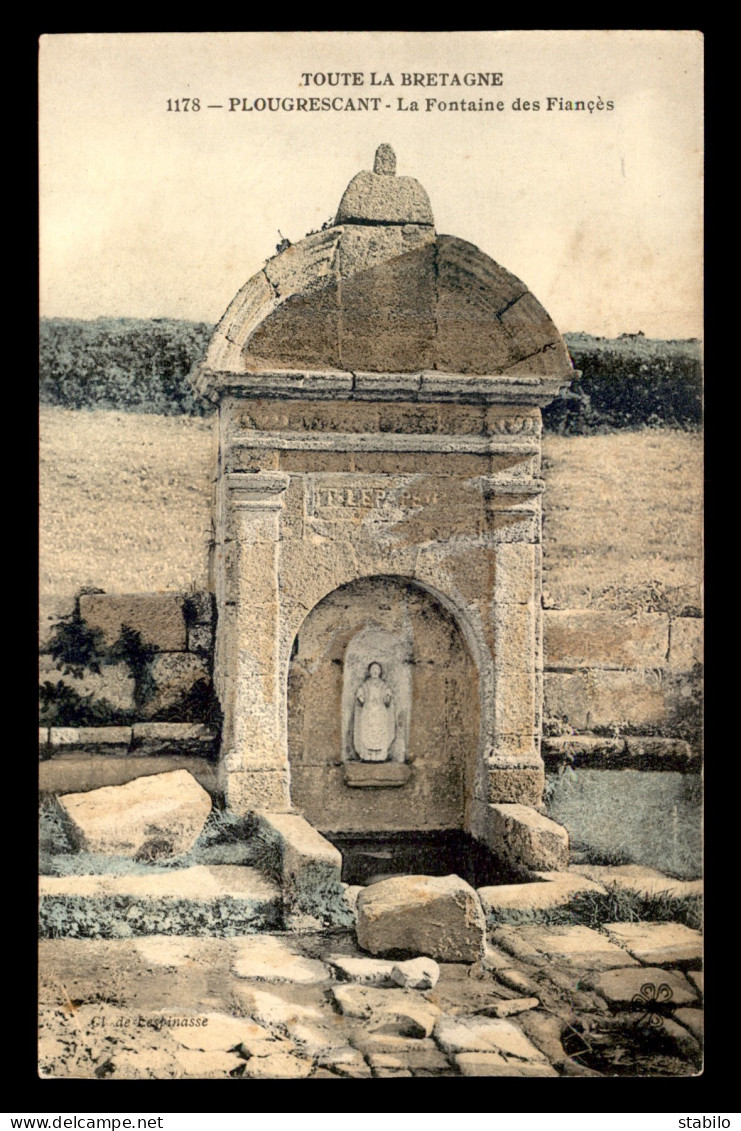 22 - PLOUGRESCANT - LA FONTAINE DES FIANCES - CARTE ANCIENNE COLORISEE - Plougrescant