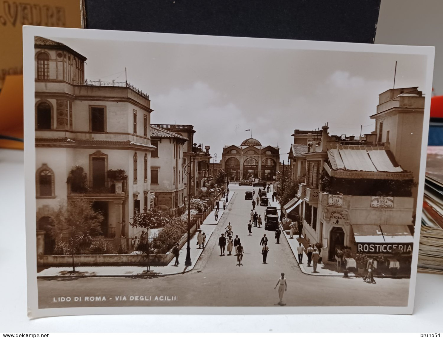 Cartolina Lido Di Roma Via Degli Acilii 1941, Rosticceria - Autres Monuments, édifices